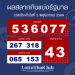 ตรวจสลากกินแบ่งรัฐบาล งวดประจำ วันที่ 2 พฤษภาคม 2569